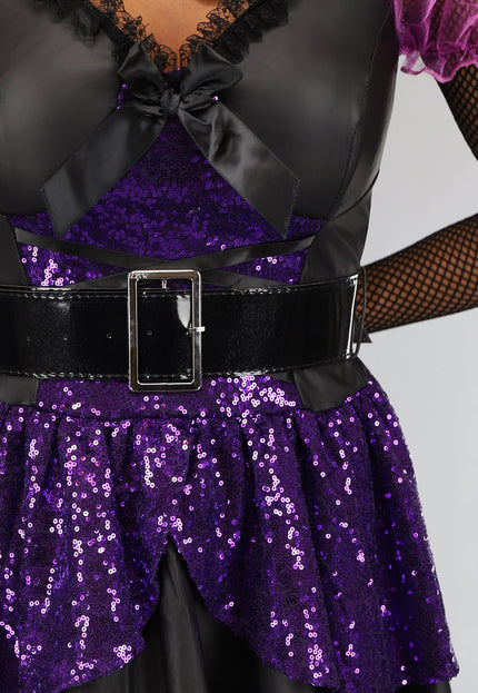 CARNA50 Paars Glitter Heksen Kostuum