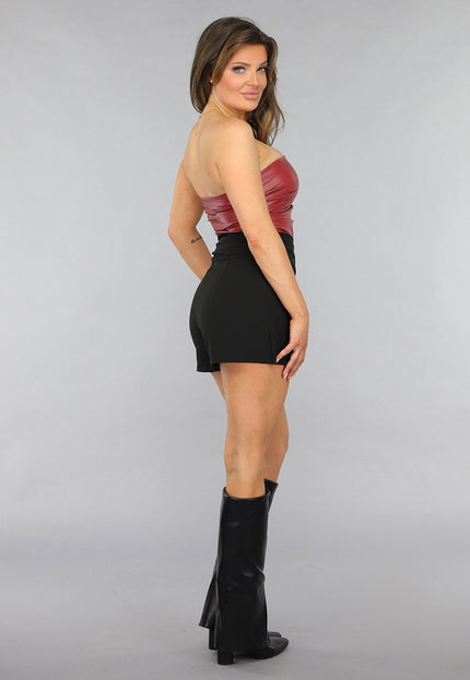 NEW0412 Burgundy Bandeau Top in Lederlook