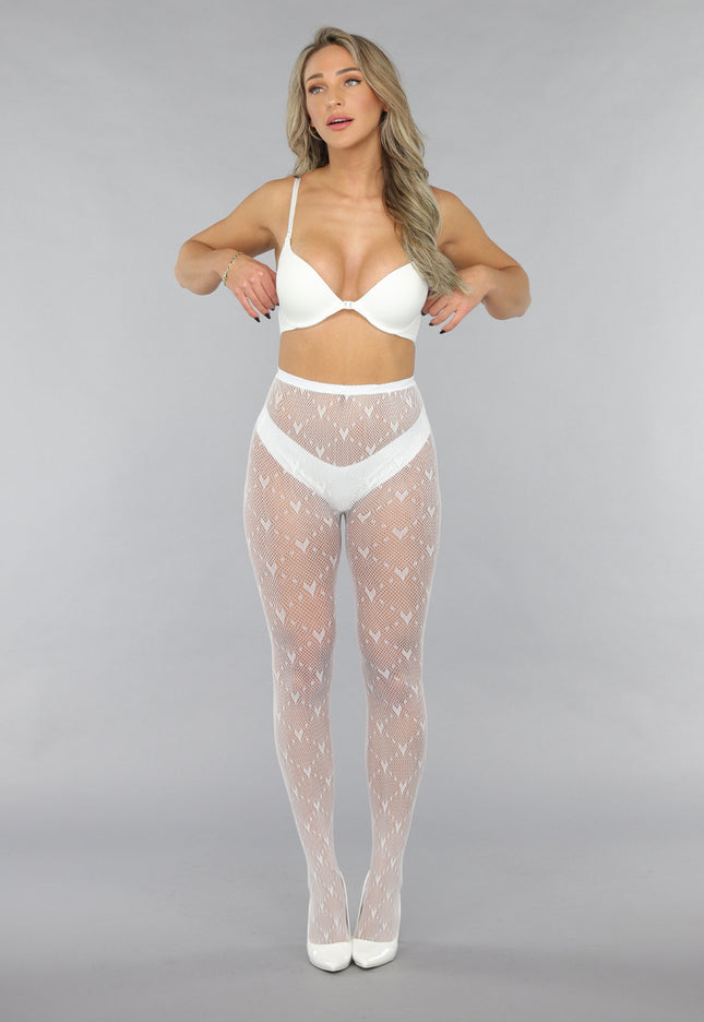 NEW0412 Hartjes Fishnet Panty in Wit