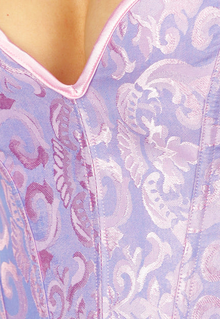 OP=OP.AV.09 Paars/Roze Satin Korset Top met Ornamenten