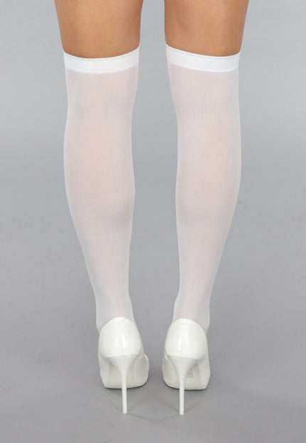 NEW0412 Witte Kniekousen met Rode Streep en Kruisjes