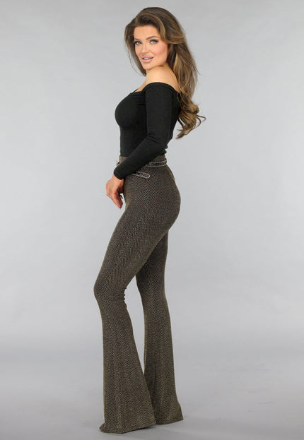 OP=OP.38.NL Zwarte One Shoulder Ribstof Top met Shimmer