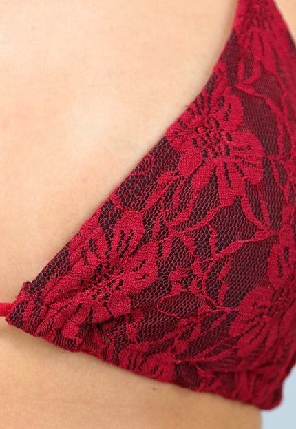 NEW050225 Rode Bikini Set met Kanten Details