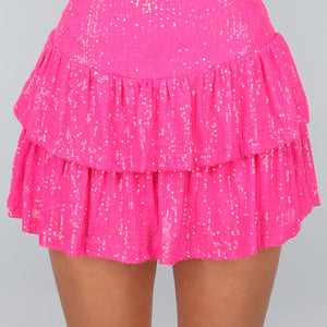 OP=OP.39.NL Roze Geplooide Pailletten Skort