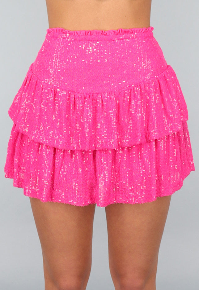 OP=OP.39.NL Roze Geplooide Pailletten Skort