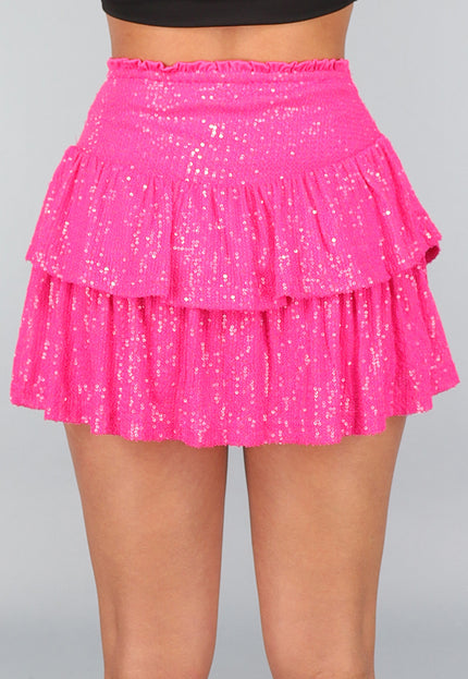 OP=OP.39.NL Roze Geplooide Pailletten Skort