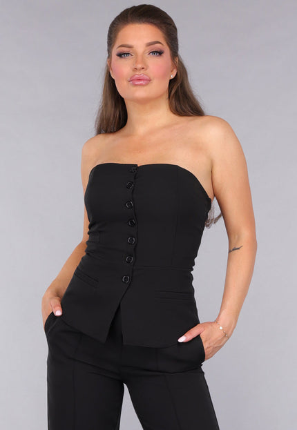 OP=OP.42.NL Blazer Suit met Strapless Top en Pantalon in Zwart
