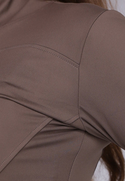 NEW050325 Bruine Fitness Set met High Waist Legging