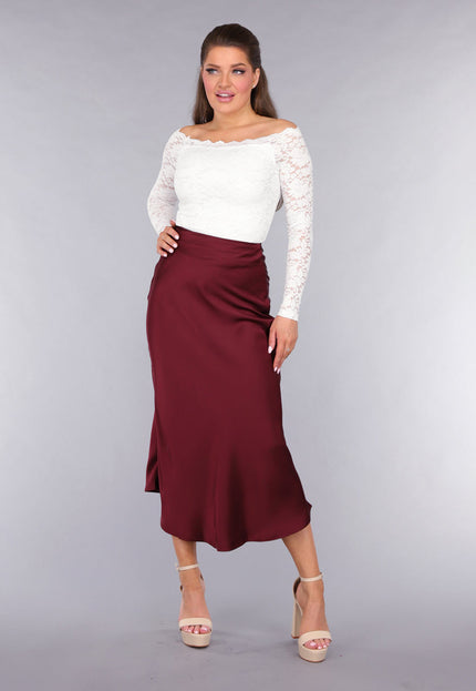 NEW050325 Longsleeve Off-Shoulder Lace Top in Wit