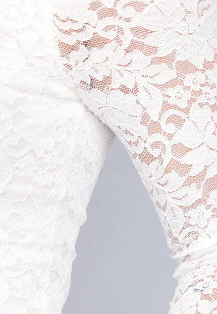 NEW050325 Longsleeve Off-Shoulder Lace Top in Wit