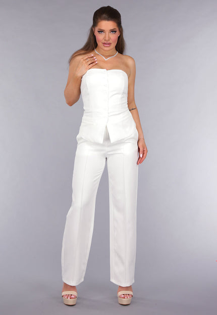 OP=OP.42.NL Witte Strapless Blazer Co Ord Set