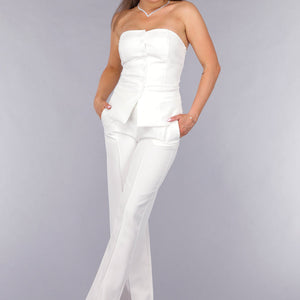 OP=OP.42.NL Witte Strapless Blazer Co Ord Set