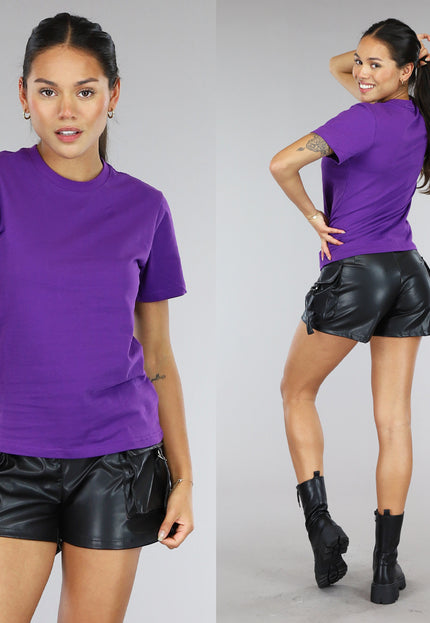 NEW0504 Donker Paars Basic T Shirt