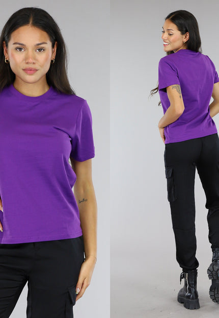 NEW0504 Donker Paars Basic T Shirt
