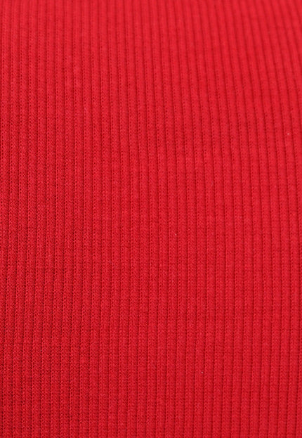 NEW0504 Rode Rib Bodysuit met Uitsnede