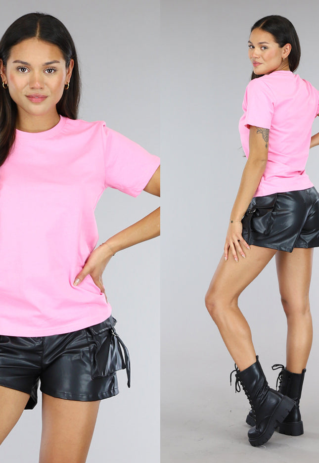 NEW0504 Roze Basic T Shirt