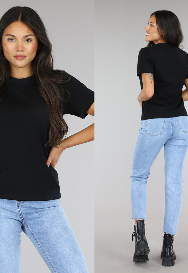 NEW0504 Zwart Basic T Shirt