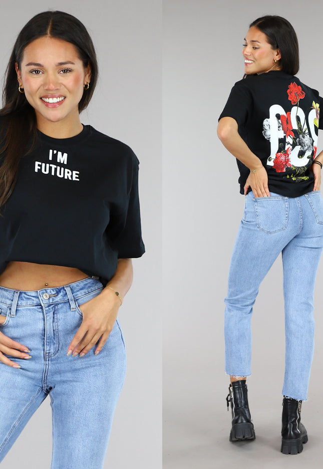 NEW0504 Zwart Oversized Future T-Shirt
