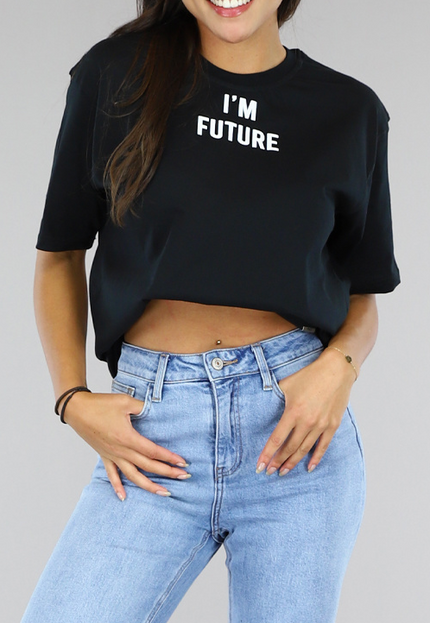 NEW0504 Zwart Oversized Future T-Shirt