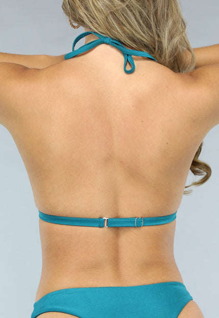 NEW0506 Glimmende Push-Up Petrol Triangel Bikini Top