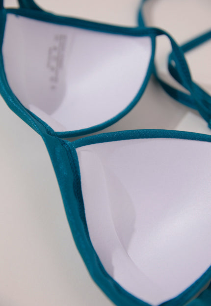 NEW0506 Glimmende Push-Up Petrol Triangel Bikini Top