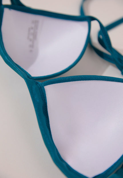 NEW0506 Glimmende Push-Up Petrol Triangel Bikini Top