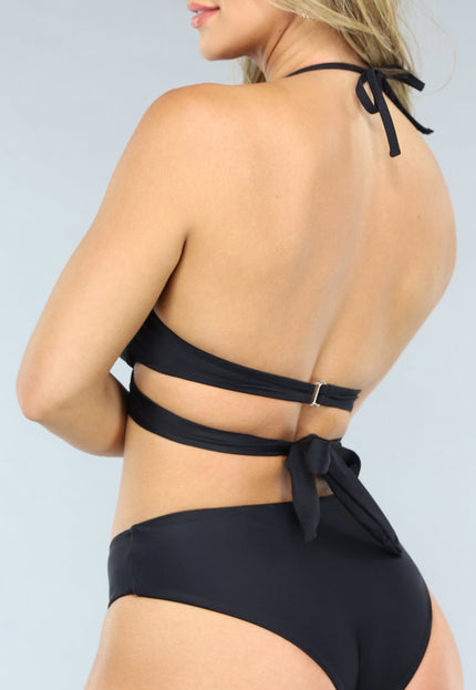 NEW0506 Trendy Zwarte Push-Up Wrap Bikini