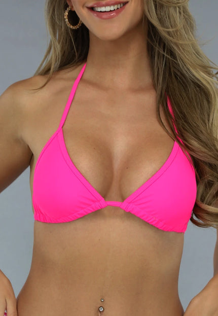 NEW0506 Triangel Bikini Top in Neon Roze