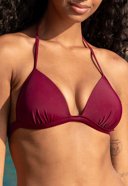 NEW0506 Voorgevormde Push-Up Triangel Bikini Top Burgundy
