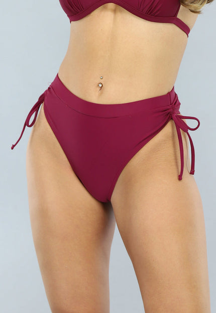 NEW0506 Wijnrood Bikini Broekje met Scrunch