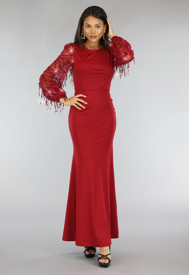 OP=OP.AV.12 Rode Galajurk met Mesh Mouwen