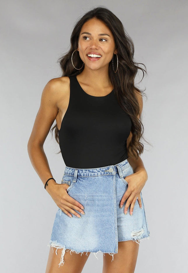 NEW0507 Zwarte Bodysuit van Stretch Stof