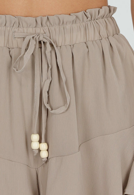 NEW050826 Beige Ruffle Skort met Strikkoord