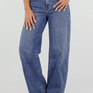 NEW050826 Blauwe Barrel Jeans met Hoge Taille