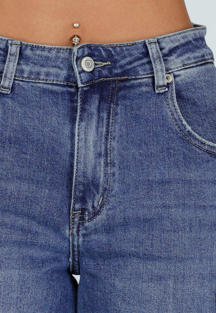 NEW050826 Blauwe Barrel Jeans met Hoge Taille