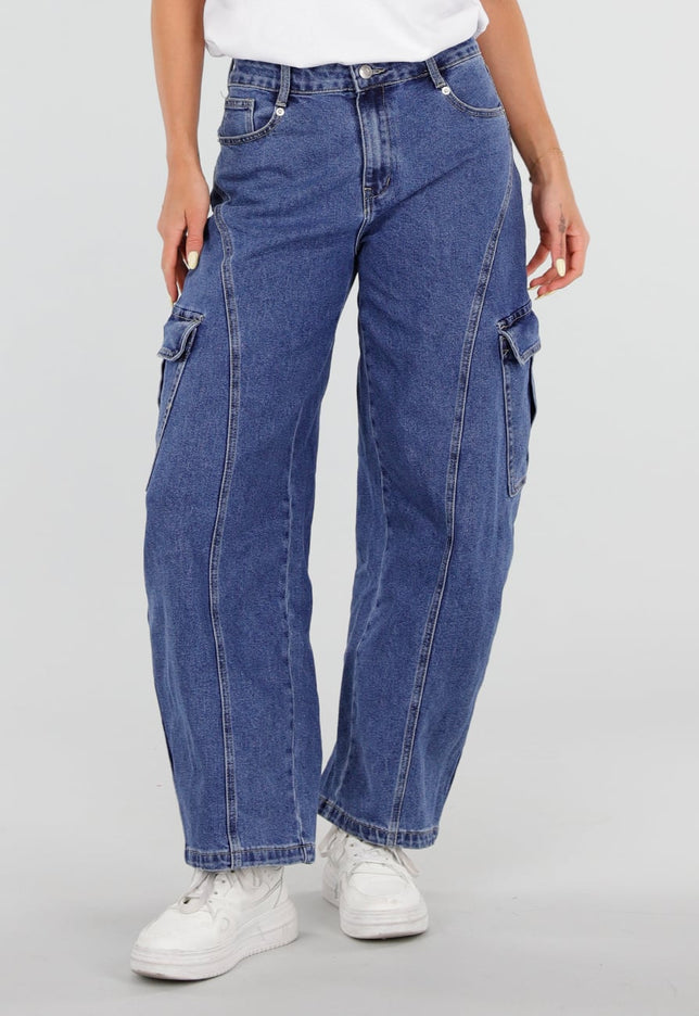 NEW050826 Blauwe Cargo Barrel Jeans