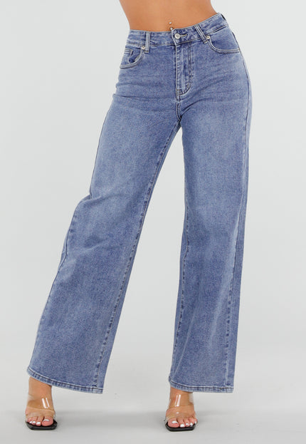 NEW050826 Blauwe Wide Leg Jeans met Ster Detail