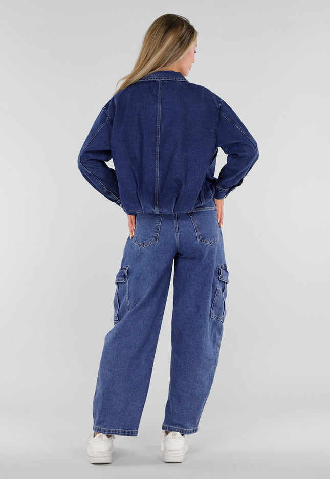 NEW050826 Donkerblauw Denim Jasje