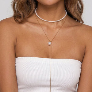 NEW050826 Gouden Kettingen Set met Parels