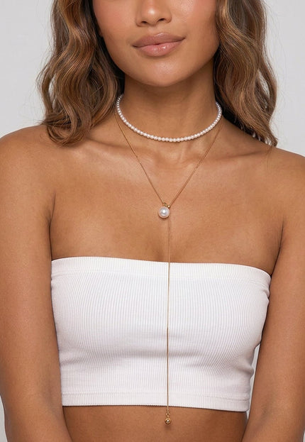 NEW050826 Gouden Kettingen Set met Parels