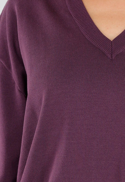 NEW051125 Aubergine Sweater met V-hals