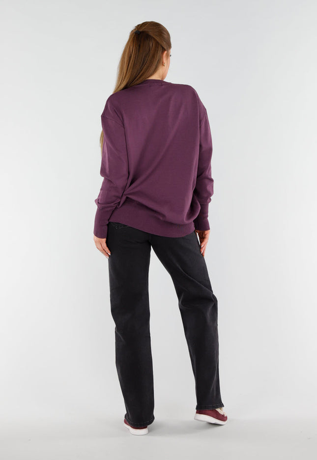 NEW051125 Aubergine Sweater met V-hals