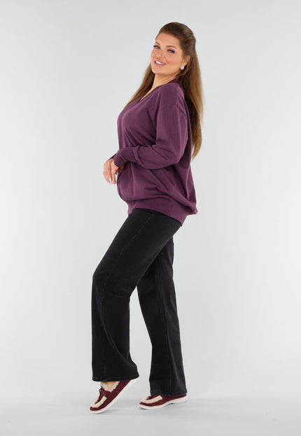 NEW051125 Aubergine Sweater met V-hals