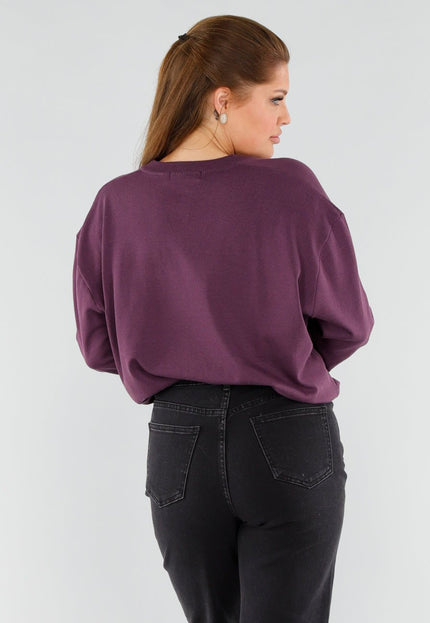 NEW051125 Aubergine Sweater met V-hals