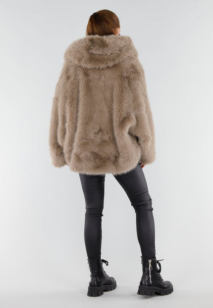 NEW051125 Beige Faux Fur Jas