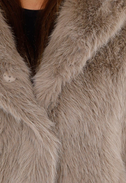 NEW051125 Beige Faux Fur Jas