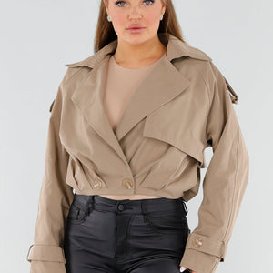 NEW051125 Beige Korte Trenchcoat