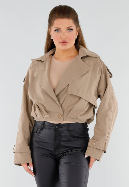 NEW051125 Beige Korte Trenchcoat