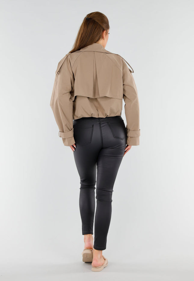 NEW051125 Beige Korte Trenchcoat