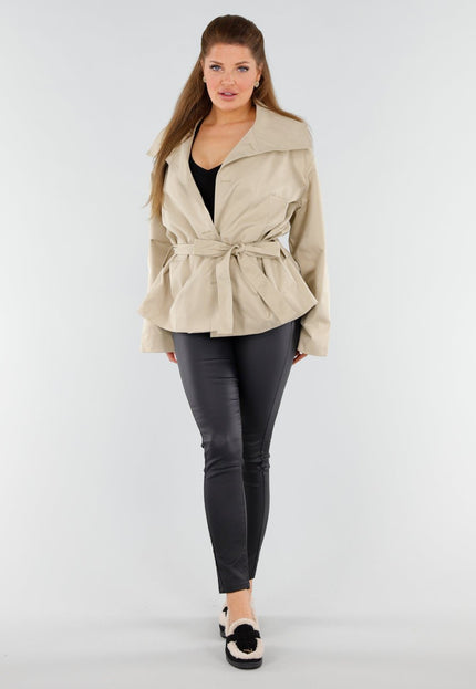 NEW051125 Beige Oversized Cropped Trenchcoat